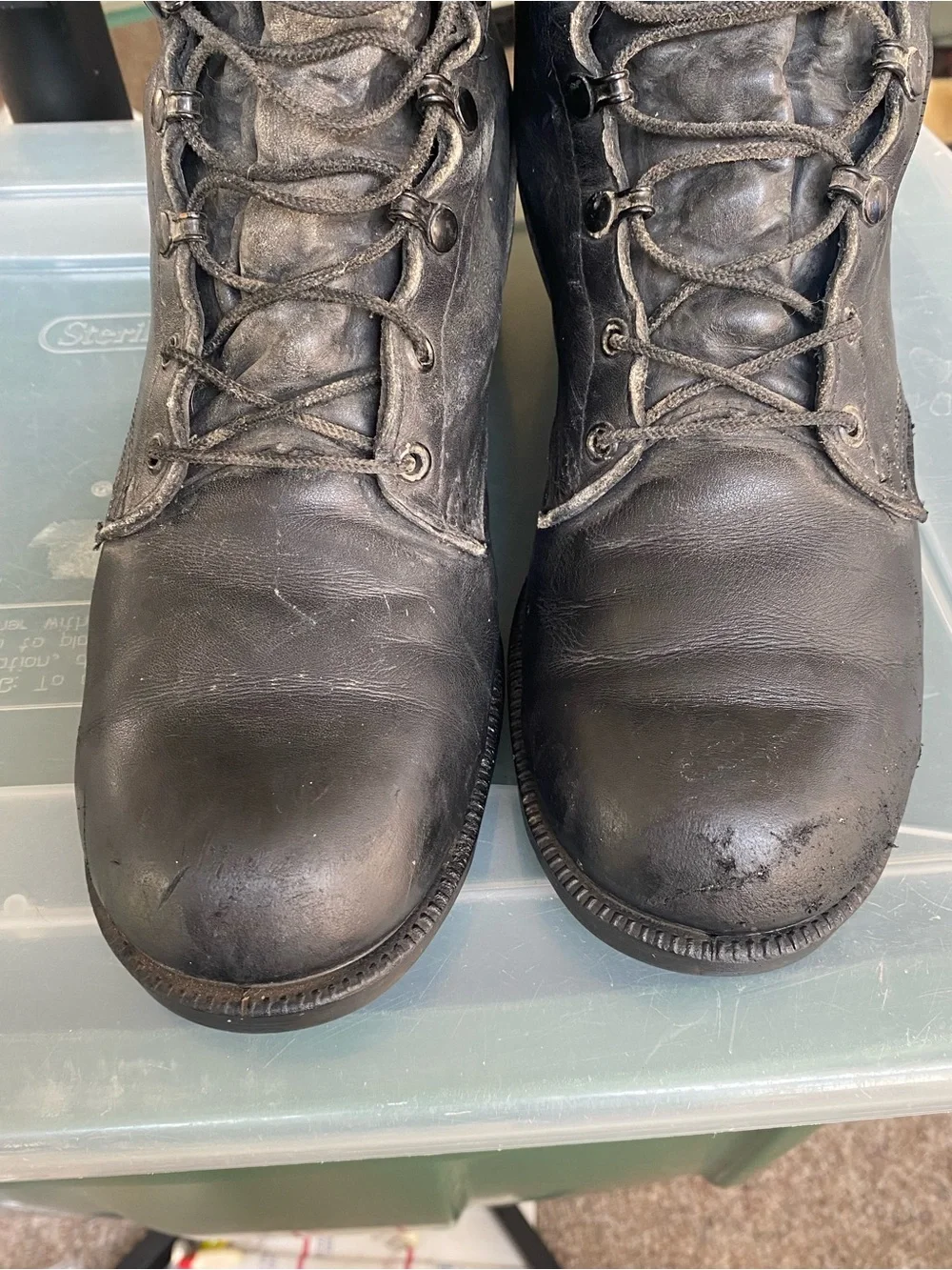 Vintage Combat Boots Mens Size 10.5 Black Leather Military Calf Jungle Ro-Search
